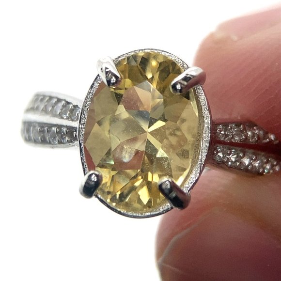 Scapolite 1.75ct White Gold Finish Solid 925 Sterling Silver Ring